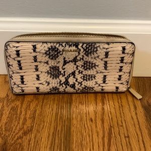 Coach light pink snake skin accordion wallet